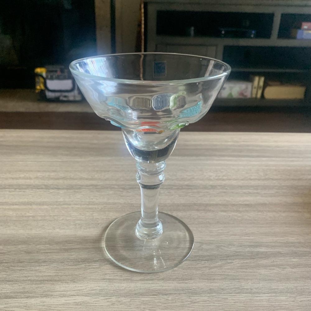 NWT Vintage Fresh GlobalAmici Hand Blown Harlequin Fused Mosaic Margarita Glass